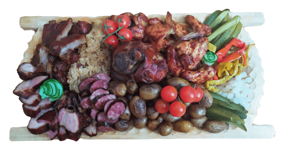 Sharing platter Meat Lovers — Roast pork knuckle – 1.3 kg, Marinated pork ribs – 0.6 kg, Roast garlic pork belly – 0.5 kg